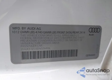 2013 Audi A4 2.0T Premium z USA, uszkodzony, nr VIN WAUEFAFL0DN026406